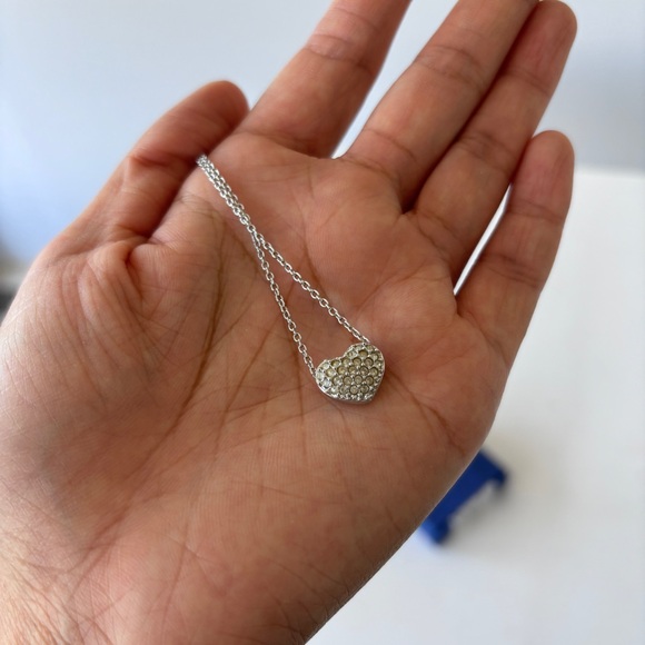 Swarovski Reversible Heart Crystal Pave Slider Pendant Silver-Tone Rhodium - Picture 7 of 10